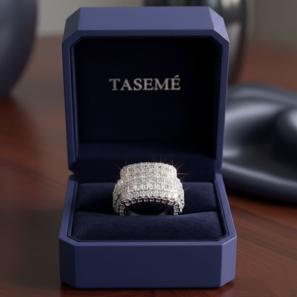 Sterling Silver ICED Ring With Baguette Stones