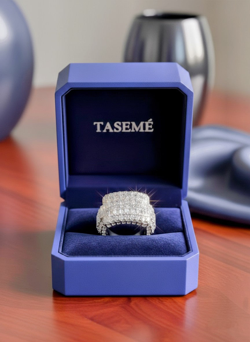 Sterling Silver ICED Ring With Baguette Stones