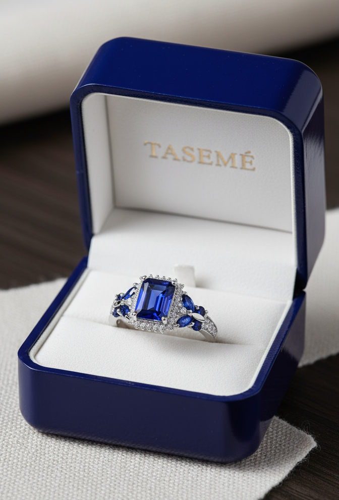 Sterling Silver Ring with Blue Stones