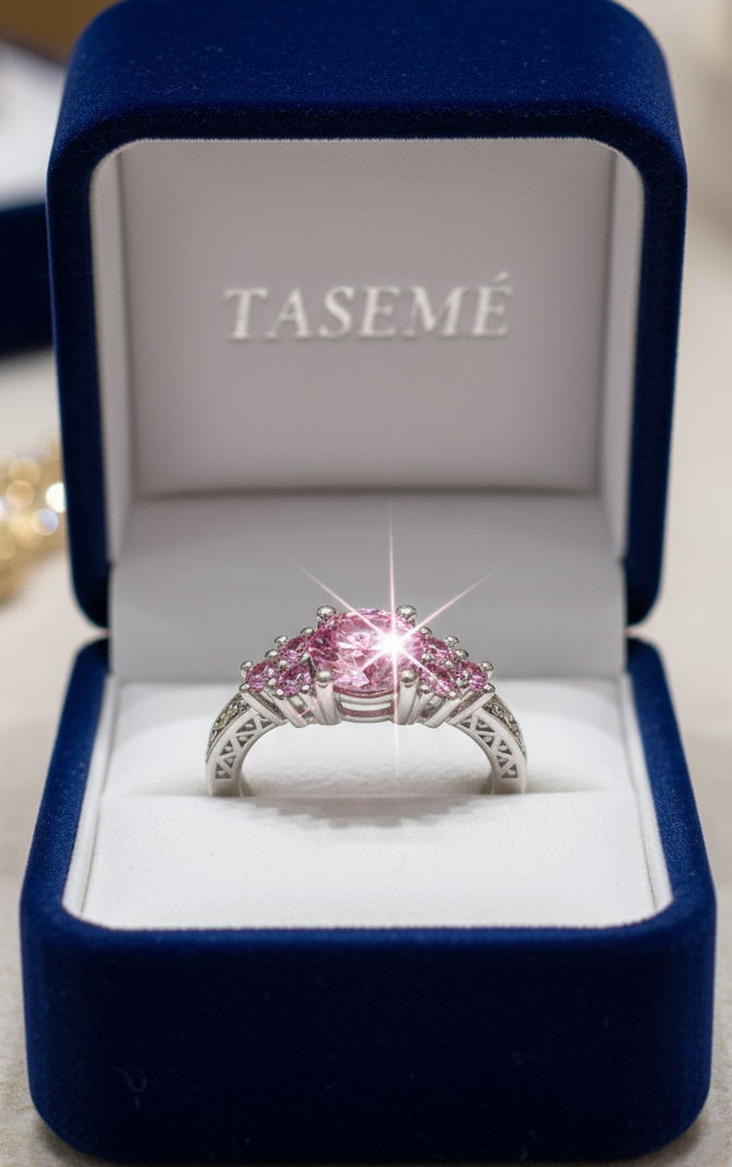 Sterling Silver Ring with Pink Stones