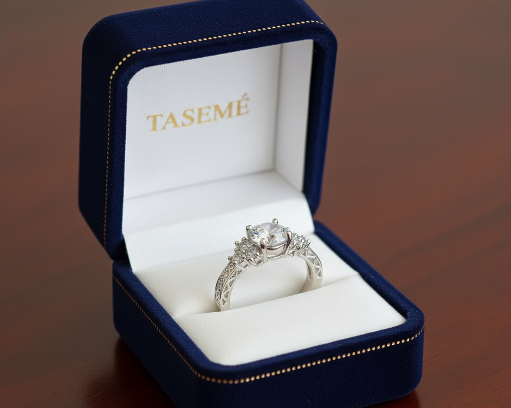 Sterling Silver Ring with Clear Stones