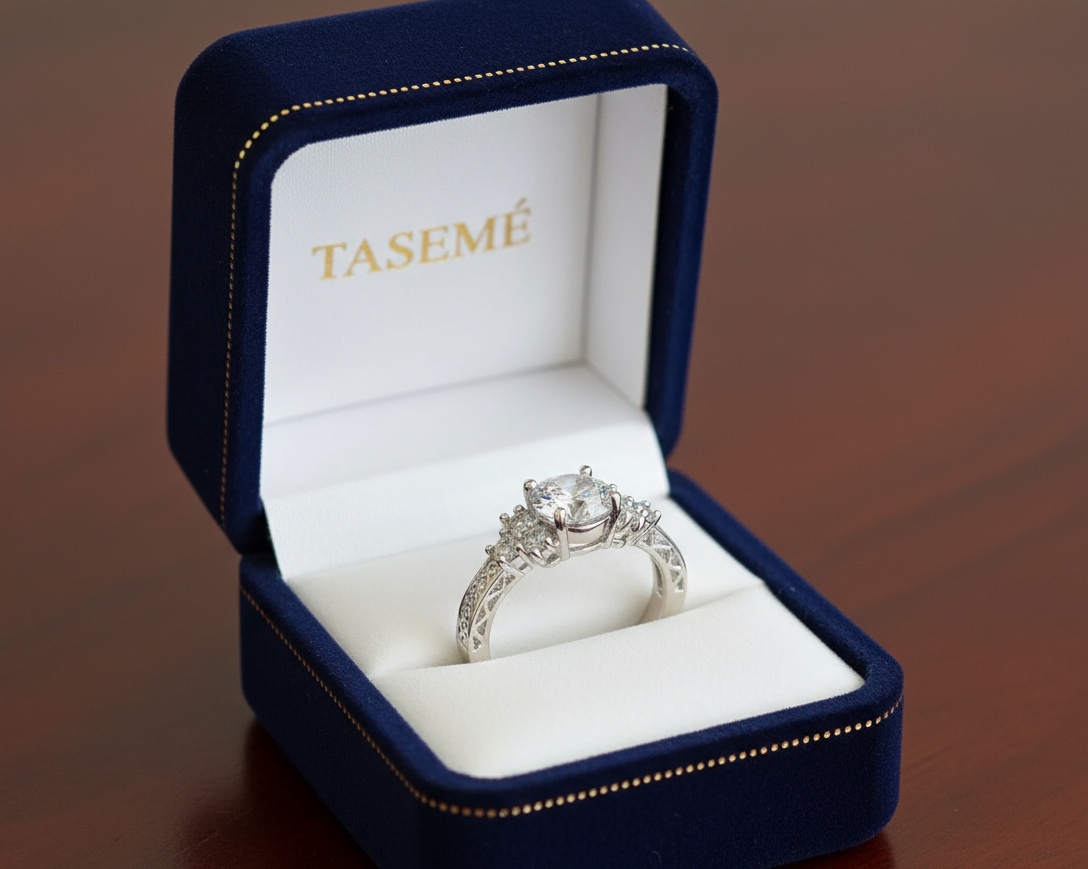 Sterling Silver Ring with Clear Stones