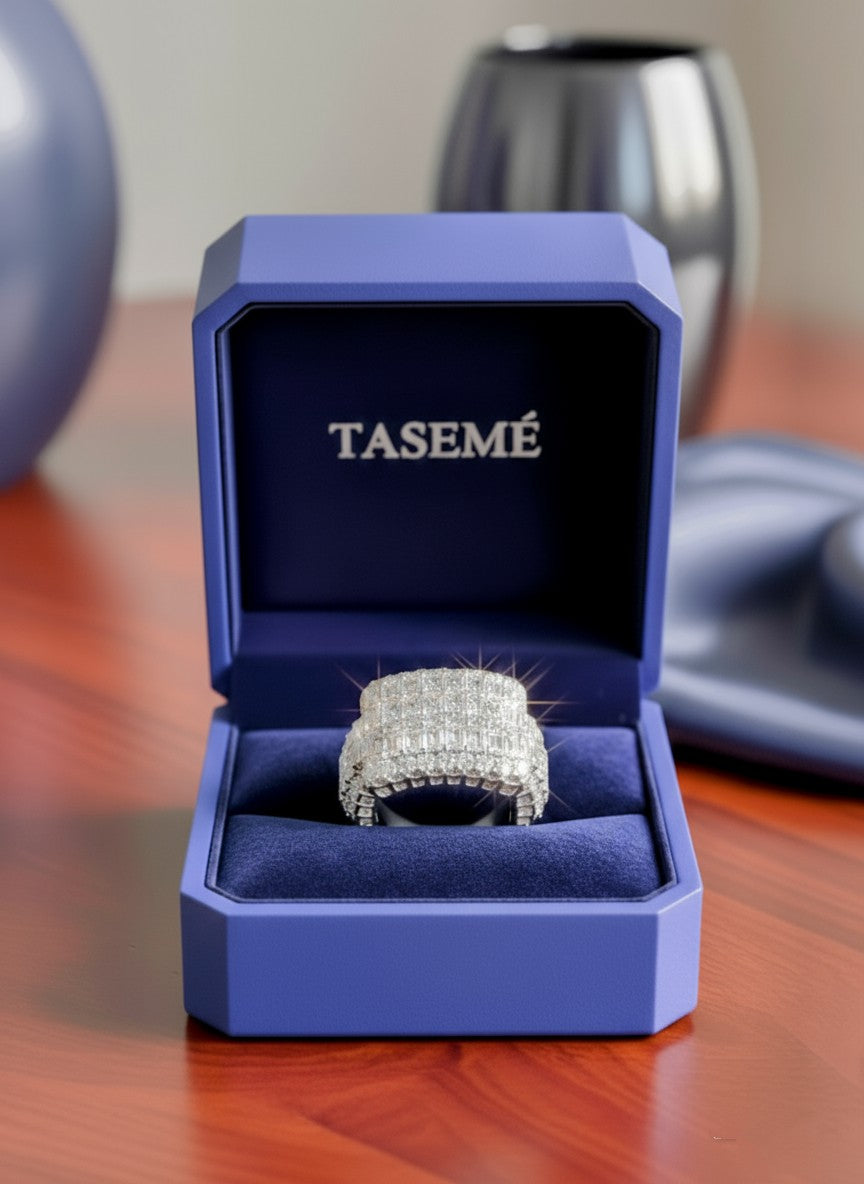 Sterling Silver ICED Ring With Baguette Stones