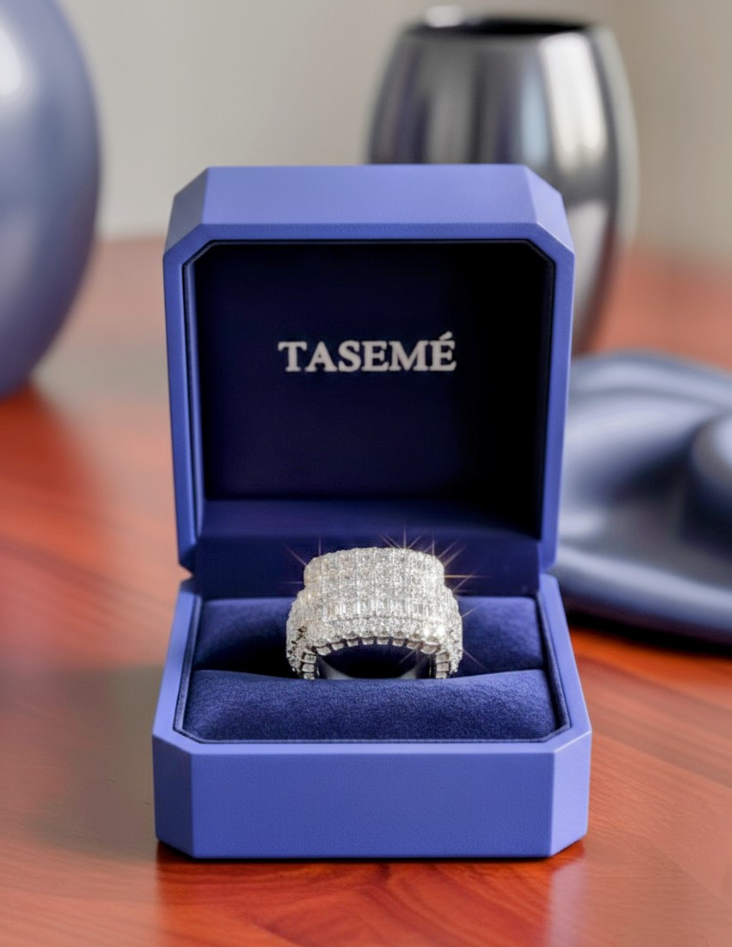 Sterling Silver ICED Ring With Baguette Stones