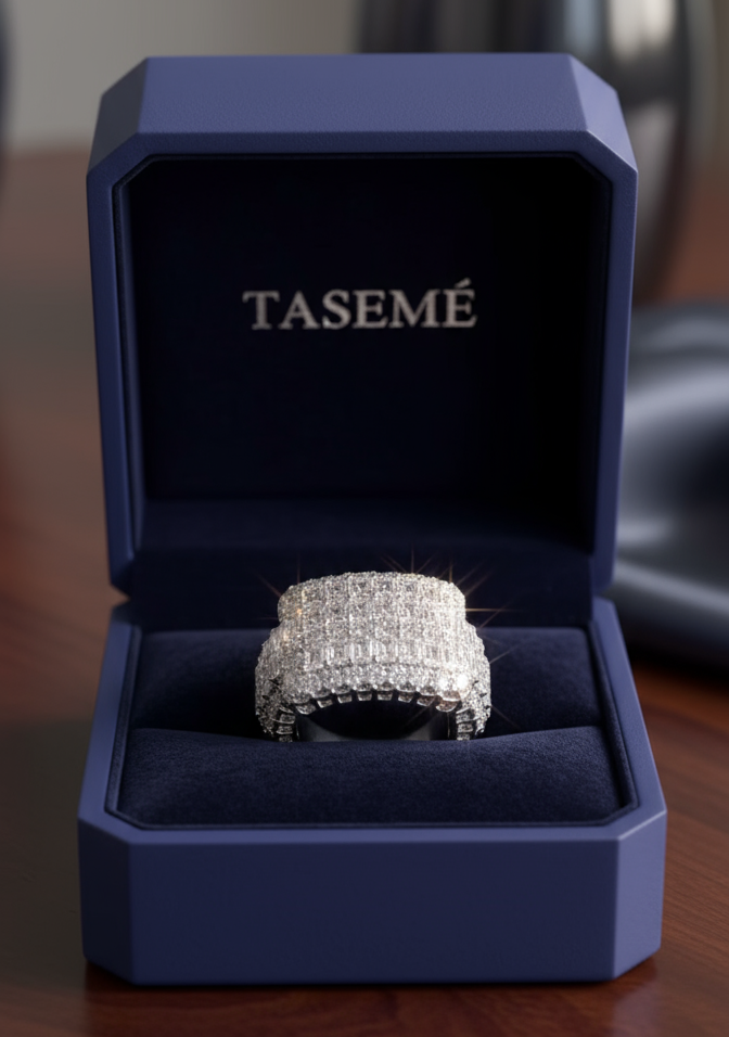 Sterling Silver ICED Ring With Baguette Stones